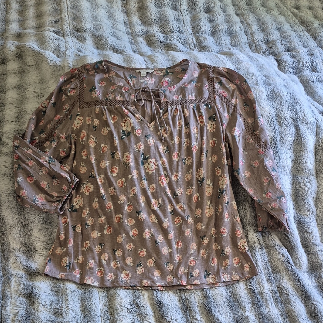 Lucky Brand Cream Tie Blouse (563)